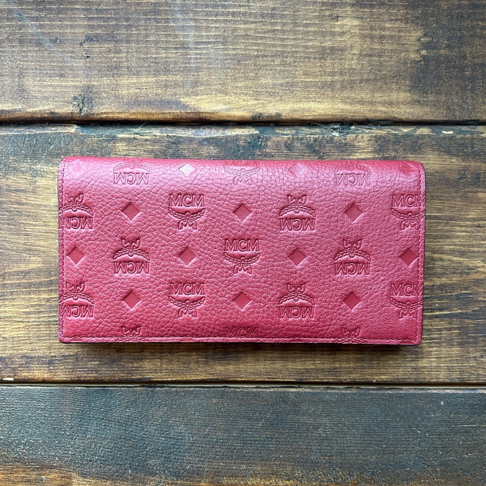 MCM red leather wallet